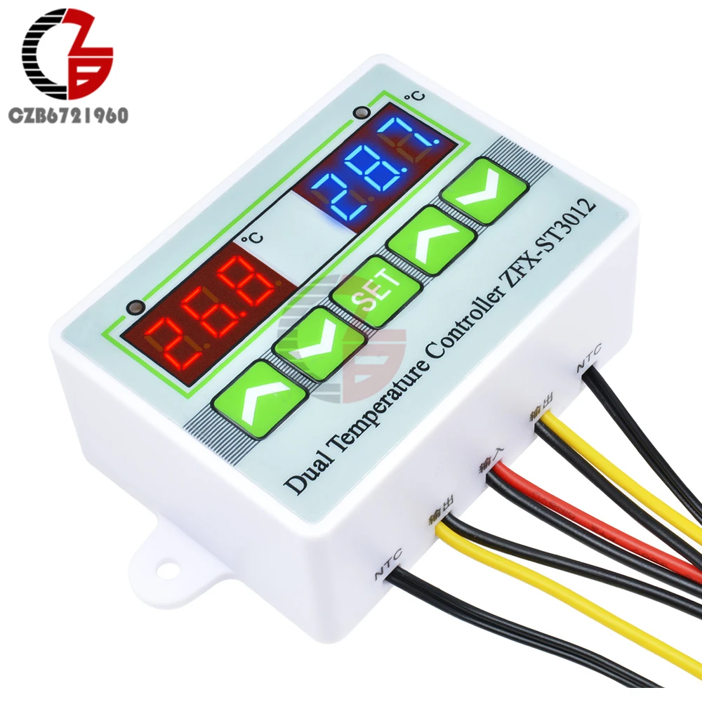 

12V 24V 110V 220V Dual LED Digital Temperature Controller Regulator Thermostat Thermometer Weather Station Thermal Control Meter