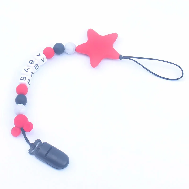 

NEW DIY Silicone Baby Pacifier Clip Personalised Name Colorful Pacifier Chain for Baby Teething Soother Chew Toy Dummy Clips
