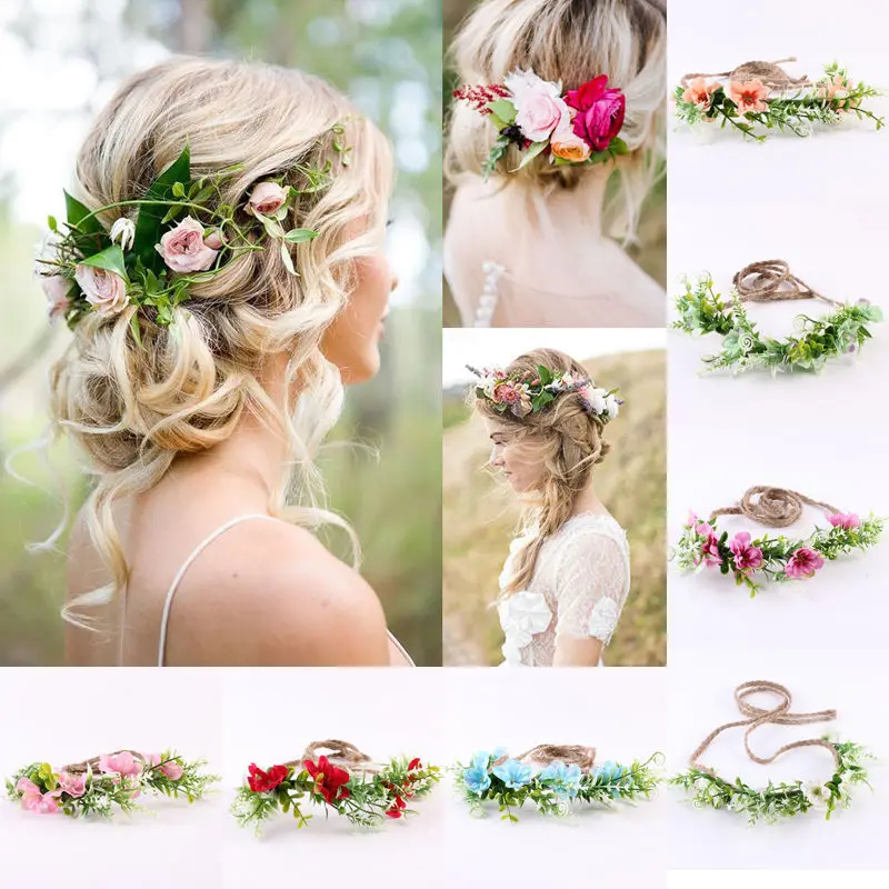 

2017 Floral Garlands Headband Girls Flower Wreath Bohemia Crown Hair Band