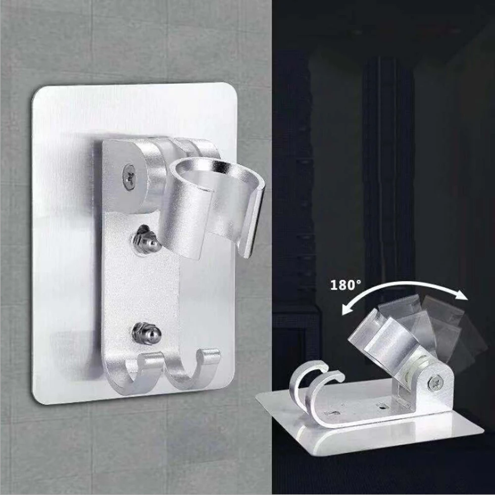 Wall Gel Mounted Shower Head Stand Bracket Holder Hand Held Bathroom