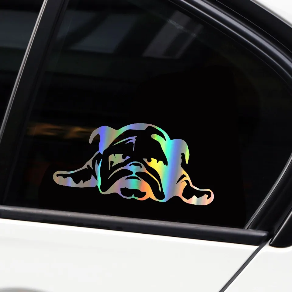 1123 cm Car Stickers ENGLISH BULLDOG TIRED PUPPY DOG pattern car window car body decal BlackSilverLaser Stickers (5)