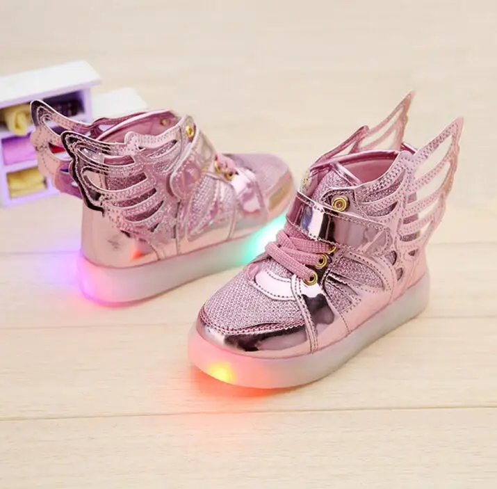 

Classic 2018 Hook*Loop fashion LED lighted children casual shoes Patchwork glowing baby girls boys sneakers Lovely boots kids