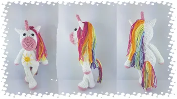 

crochet toys amigurumi doll rainbow colorful unicorn model number LS0018