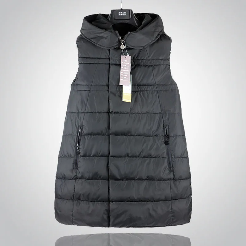 New women's autumn and winter down cotton vest long Sleeveless Coat hooded cotton jacket vest Plus size Women Waistcoat Z1883 