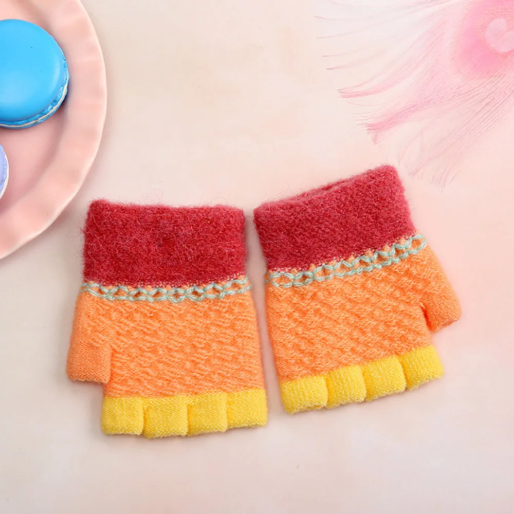 TELOTUNY/ г.; модные зимние теплые варежки с мультяшным принтом для малышей; перчатки; IU20 - Цвет: Orange