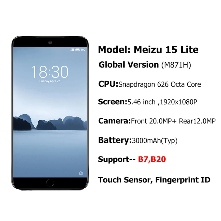 Глобальная версия Meizu 15 Lite M15 5 46 &quot 4 ГБ 32 Восьмиядерный процессор Snapdragon 626 1920x1080 P