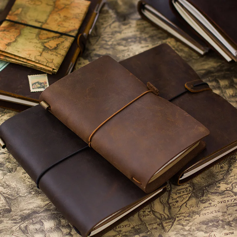 

100% Handmade Genuine Leather Notebook Vintage Diary Traveler's Notebook Planner For Kids Gift