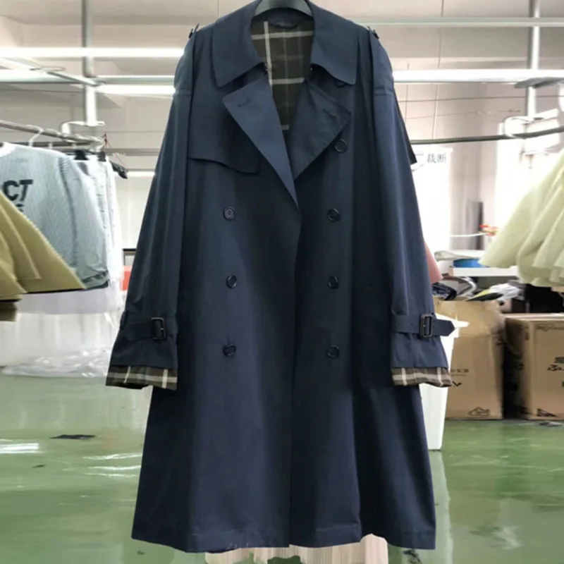 

LANMREM 2019 Autumn New Long-sleeved Solid Color Fashion Women's Windbreaker High Quality Jacket Loose Coat TC023