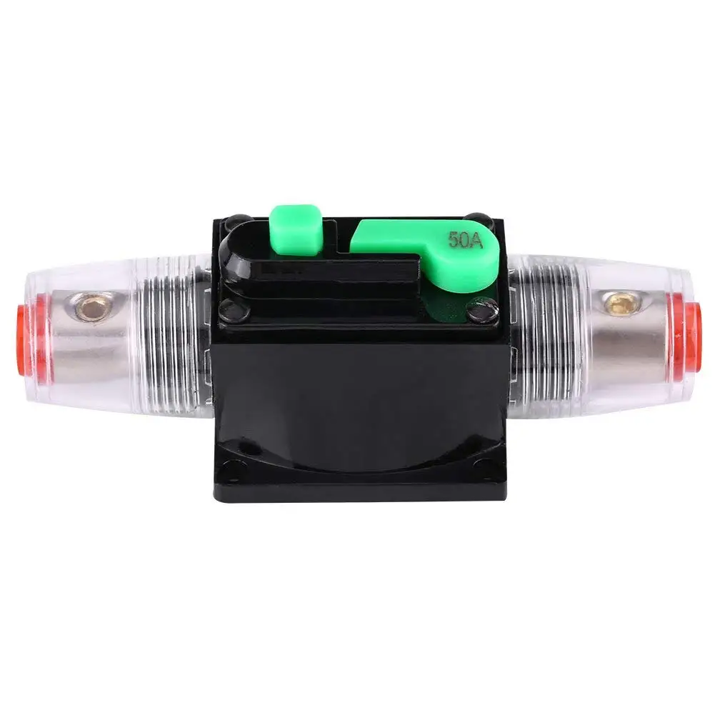 

Auto 50 Amp Manual Reset Circuit Breaker Switch Car Boat Fuse Holder Waterproof 50A Overload Protection 12V-24V DC Replace Fuses
