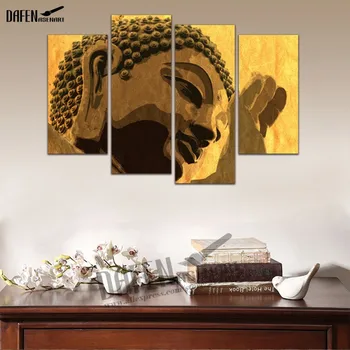 

Buddha Art Prints 4 Panel Religion Oil Painting Print On Canvas Picture For Living Room New Irregular Wall Deoration Framed