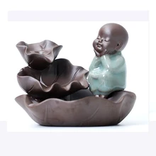 Прекрасный Joss монах статуя Керамика фарфор Ладан горелки держатель печь Будда кадило Ладан Щупы для мангала конический Ладан катушки