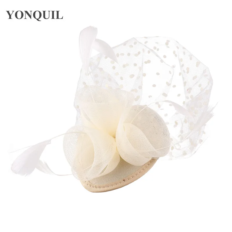 Белые головные уборы с перьями из 3 предметов с розами, вуаль для невесты хорошего качества для свадебной вечеринки, 6 шт./партия