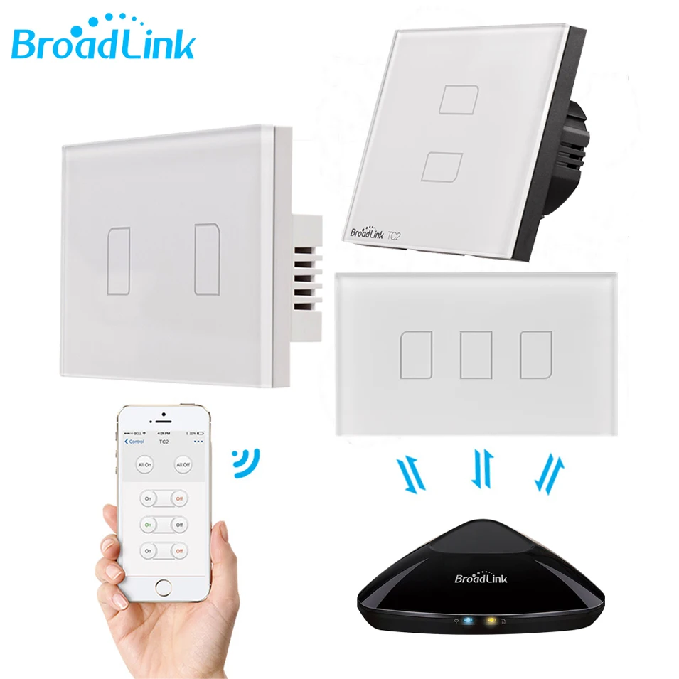 Broadlink TC2 1 2 3 банды умный дом WiFi выключатель света 170 240 В стеклянная панель