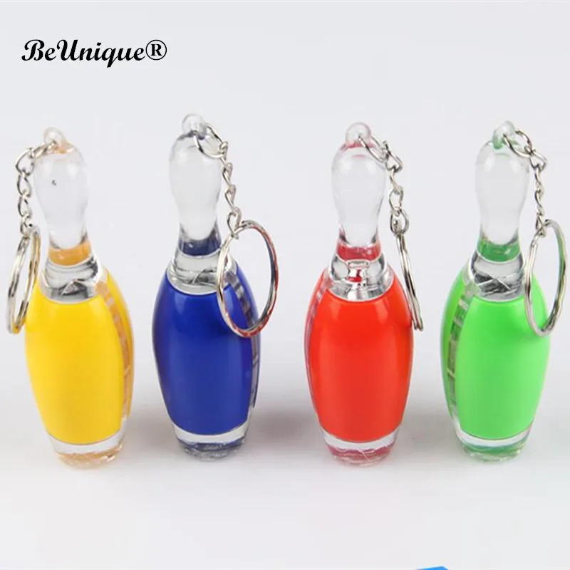 

Advertising gifts Led Flashlight key button Luminous Mini Bowling keychain pendant Double light flicker Led Lamp key ring