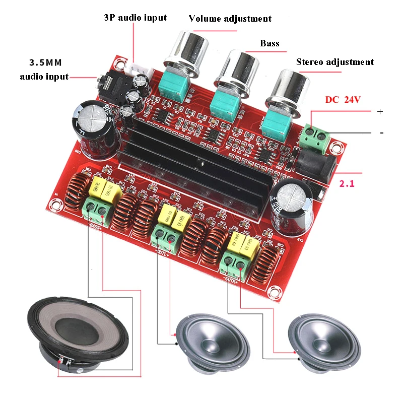 Lusya TPA3116D2 2,1 Digital amplificador de Audio de 80 W * 2 + 100 W Subwoofer 2,1 amplificador de audio para 4-8 ohm altavoz D3-005