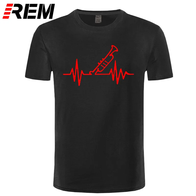 

REM Trumpet Heartbeat T-shirts Men Funny Printed Cotton Short Sleeve T Shirts Summer Hip Hop Under Tops Tees Camisetas