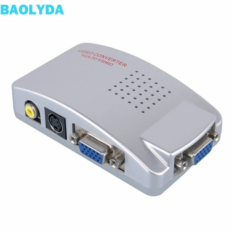 

Baolyda VGA to RCA Adapter TV Video Converter VGA Input with Composite RCA/S-Video/VGA Output PC to TV Projector AV Displays