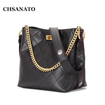 

CHSANATO Luxury Bucket Bags Plaid Totes Composite Chain Bag Female Brand Leather Designer Handbags High Quality For Women 2019