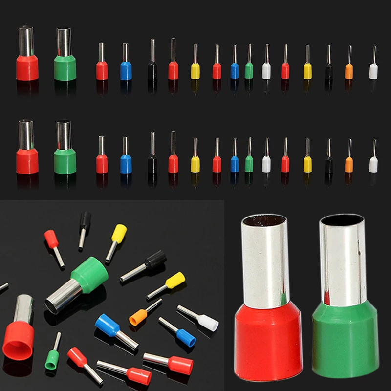 2120pcs Insulated Cord Pin End Terminals Copper Crimp Connector Kit Set 22-5 AWG Blue/Green/Yellow/Red/White/Black/Orange