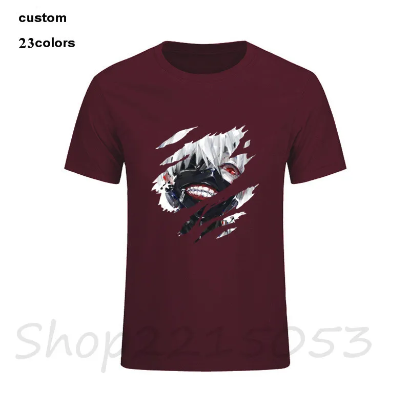 KANEKI KEN мужские футболки с принтом в виде аниме белые короткими рукавами и круглым