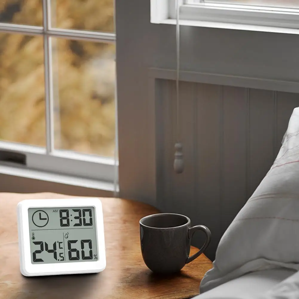 Thermometer Hygrometer Wall Clock Office Electronic Temperature And Humidity Monitor Digital Clock