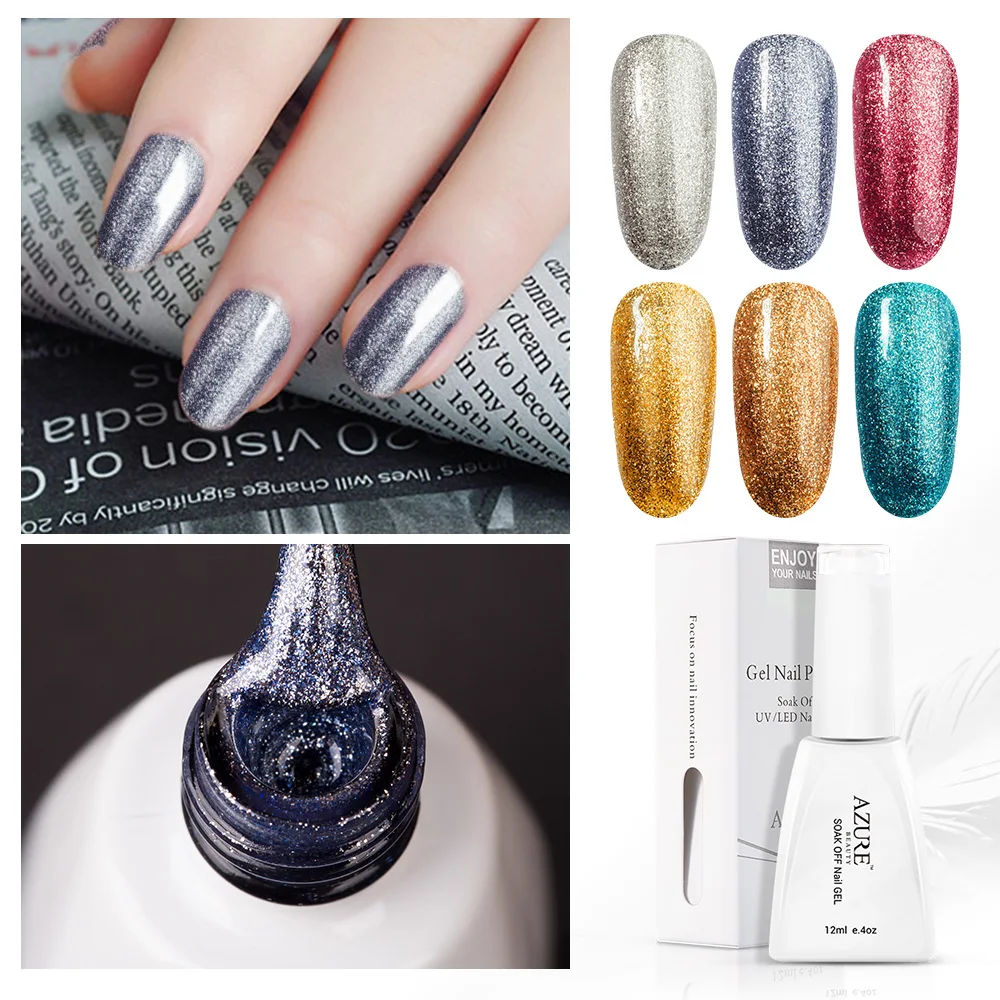 Azure Beauty Platinum Nail Polish Super Shine Glitter Diamond Platinum Golden Manicure Soak Off UV Gel Polish Lacquer Varnishes