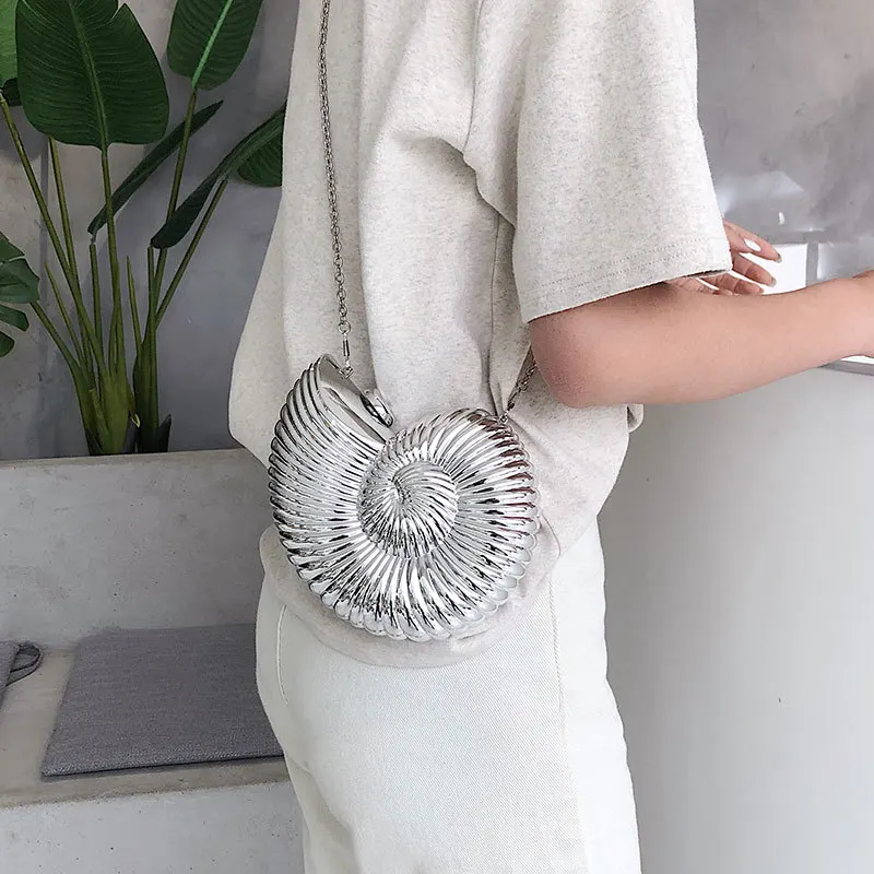 Women Style Bags Cute Shoulder Bag Conch Shape Chain Crossbody Bag Acrylic Shell Phone Bags Handbag Purse