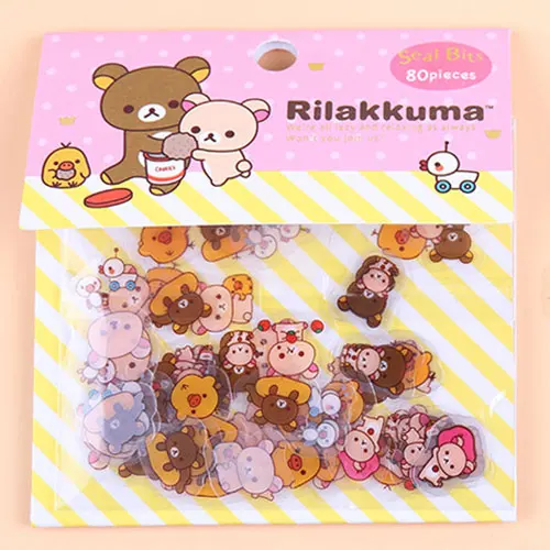 80 шт/1 упаковка милый Rilakkuma дневник стикер Kawaii стикер s для детей корейский стикер для канцелярских товаров новинка подарок - Цвет: Pink