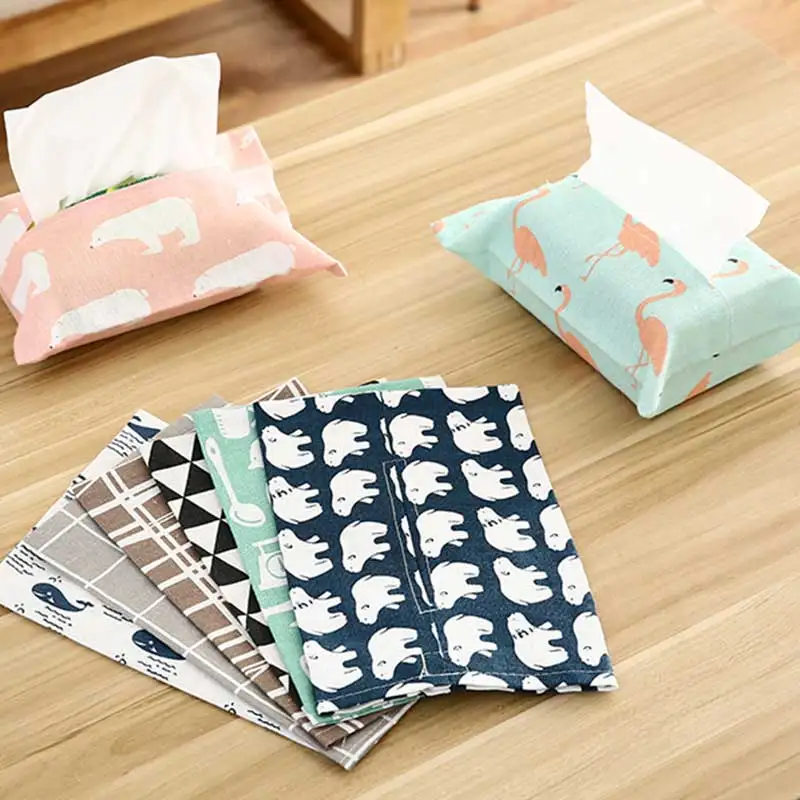 

1Pcs Linen Tissue Box Home Car Storage Tissue Case Box Removable Paper Napkin Storage Bag Bathroom Toilet Room Tissue Cover Hold