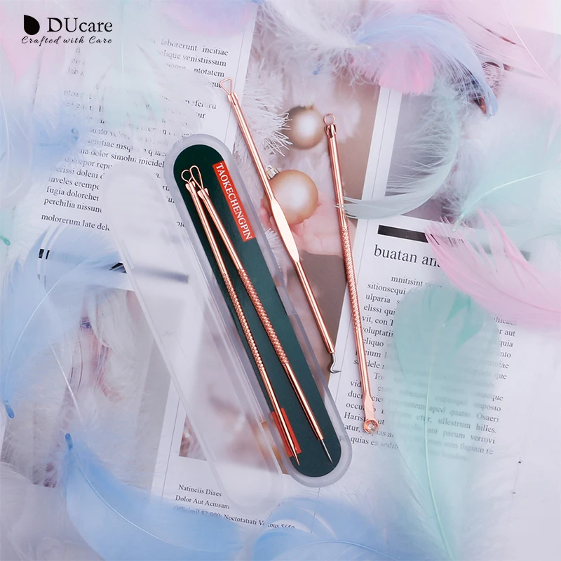 DUcare Makeup Tool Kit 4PCS Acne Blackhead Removal Needle Stainless Steel Pimple Spot Cleanser Extractor Face Clean Care Tool DUcare Makeup Tool Kit 4PCS Acne Blackhead Removal Needle Stainless Steel Pimple Spot Cleanser Extractor Face Clean Care Tool