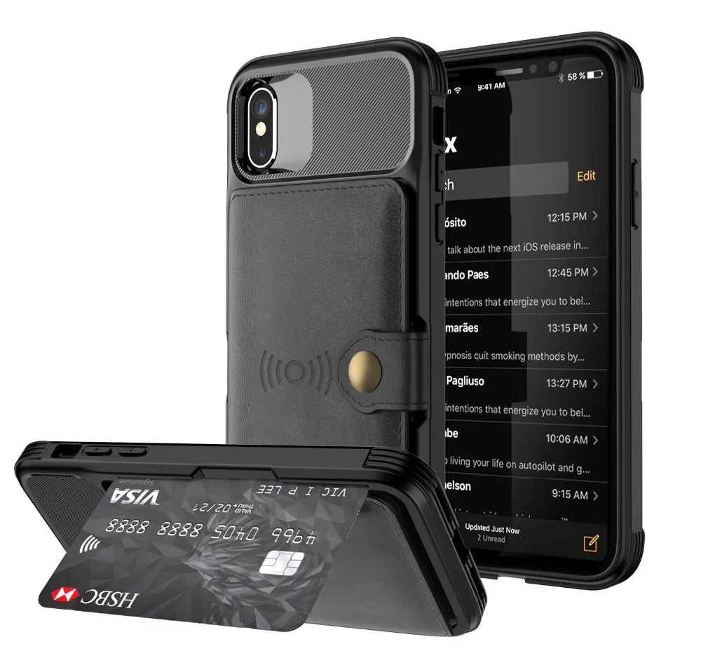 For iPhone XS X Wallet Case Flip PU Leather Cover Rugged Protective Card Slot Phone for Apple MAX XR 8 7 6S |
