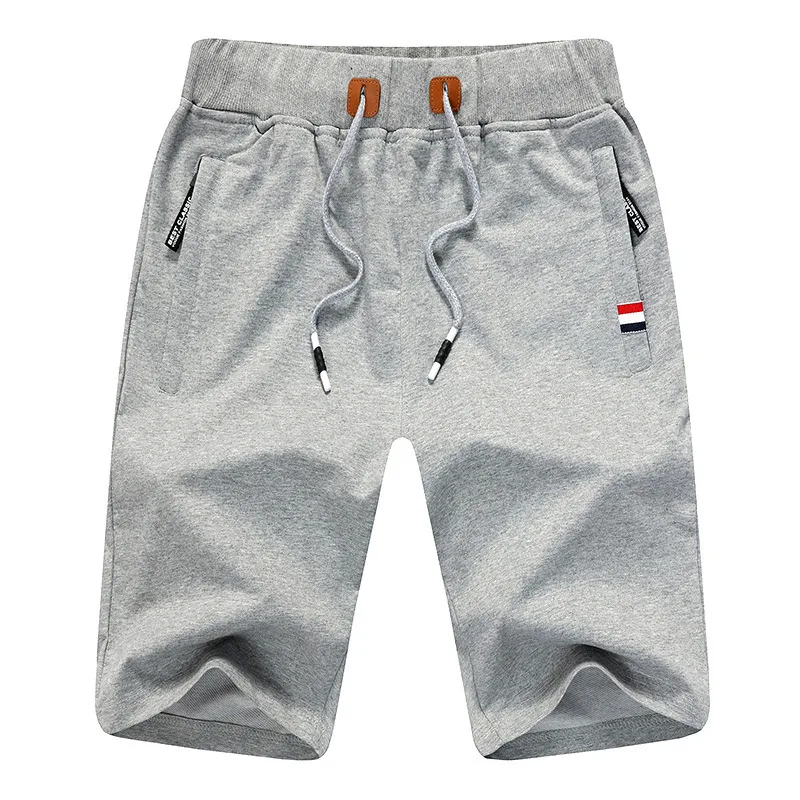 Летние мужские Спортивные Шорты повседневные спортивные шорты для мужчин однотонные брюки до колена тонкие дышащие пляжные шорты свободная спортивная одежда - Цвет: Grey EM100