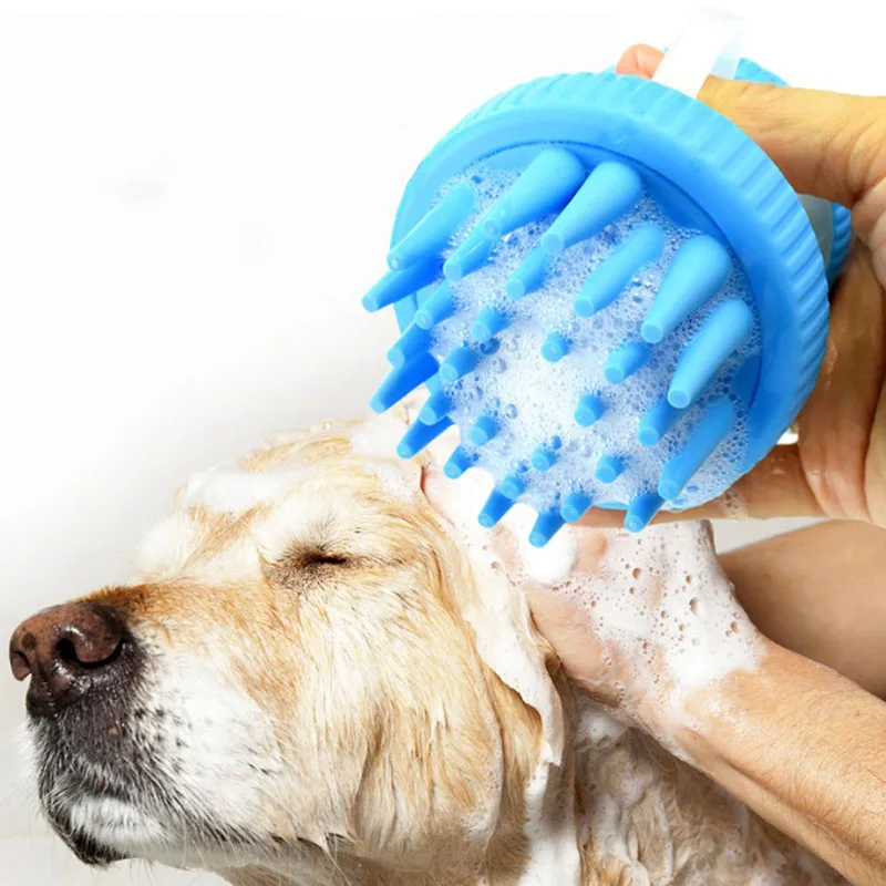 

Silica gel Brush Comb for Cats Dogs Pet Bath Comb Press-type Pet Cat and Dog Bath Comb for Combing Bathing Cleaning Massage