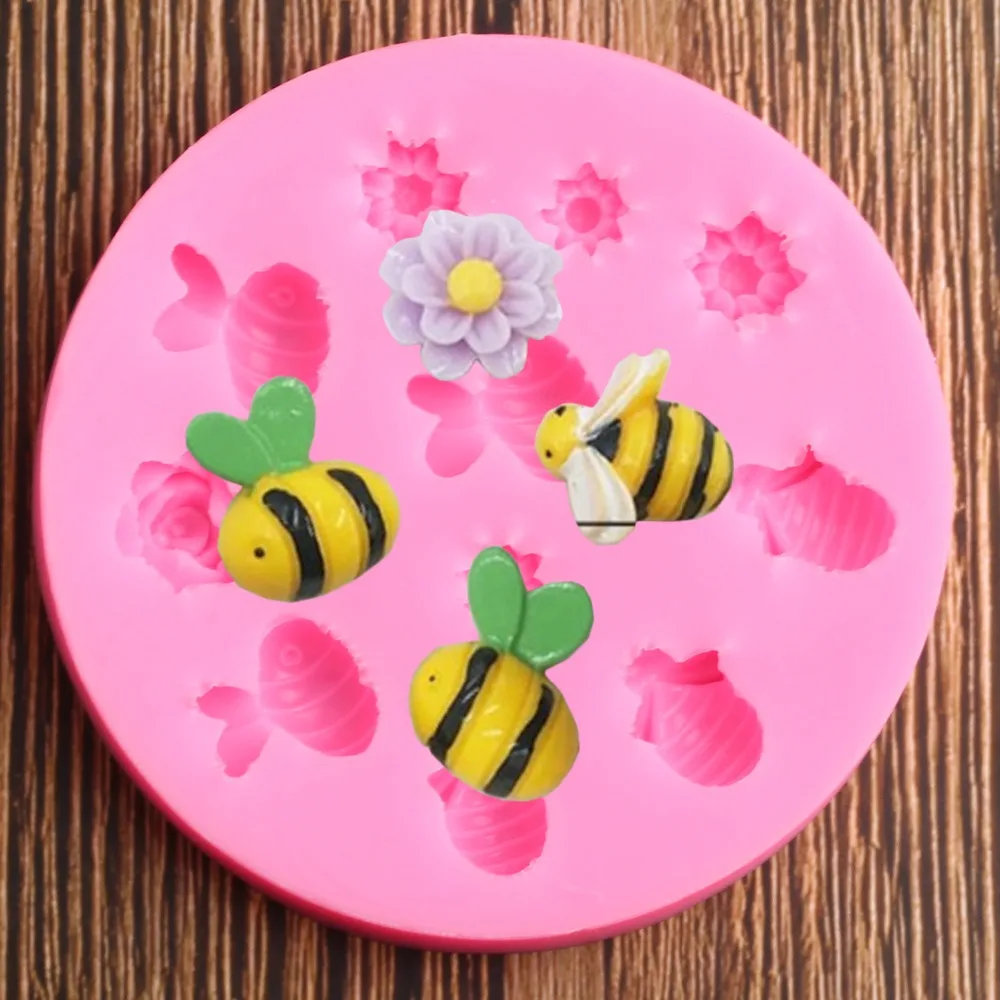 

Bee Flower Silicone Mold Party DIY Fondant Cake Decorating Tools Chocolate Candy Sugarcraft Mould Polymer Clay Moulds