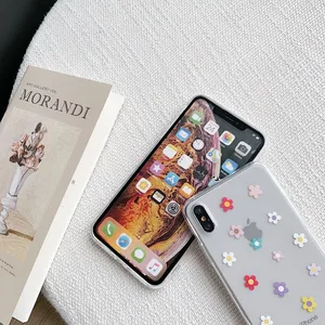 Cute Floral Phone Case for Apple iPhone X 6 6S 7 8 Plus XS Max XR Soft TPU Transparent High Clear Daisy Flower Back Cover Shell