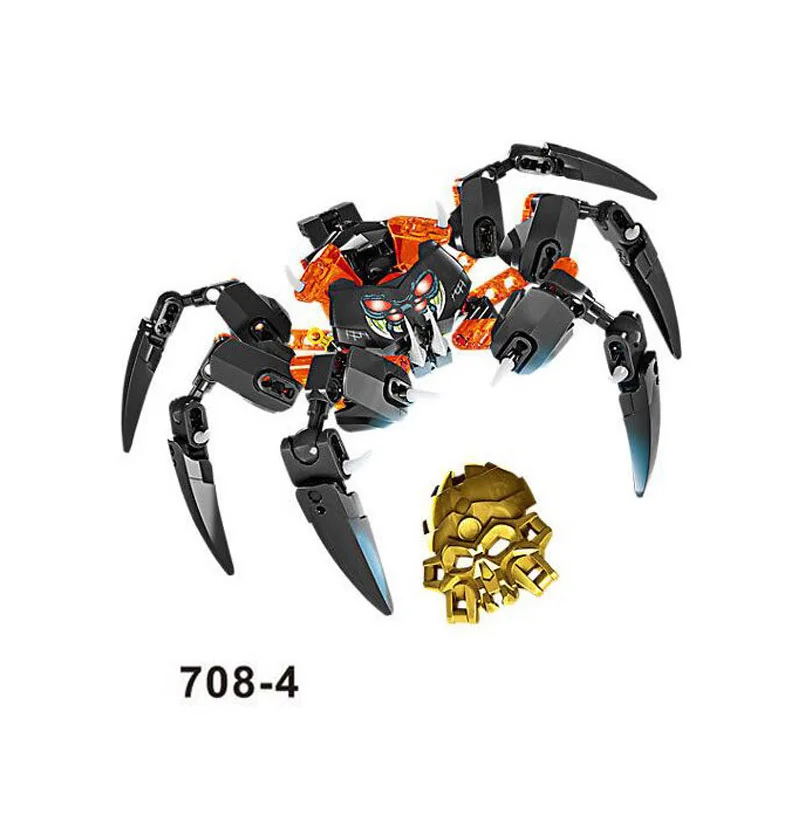 Новинка BIONICLE Ekimu UXAR KETAR AKIDA IKIR TERAK MELUM экшн-строительные блоки, игрушки, кирпичи, детские подарки, совместимы с 70795 70794 - Цвет: 708-4 nobox