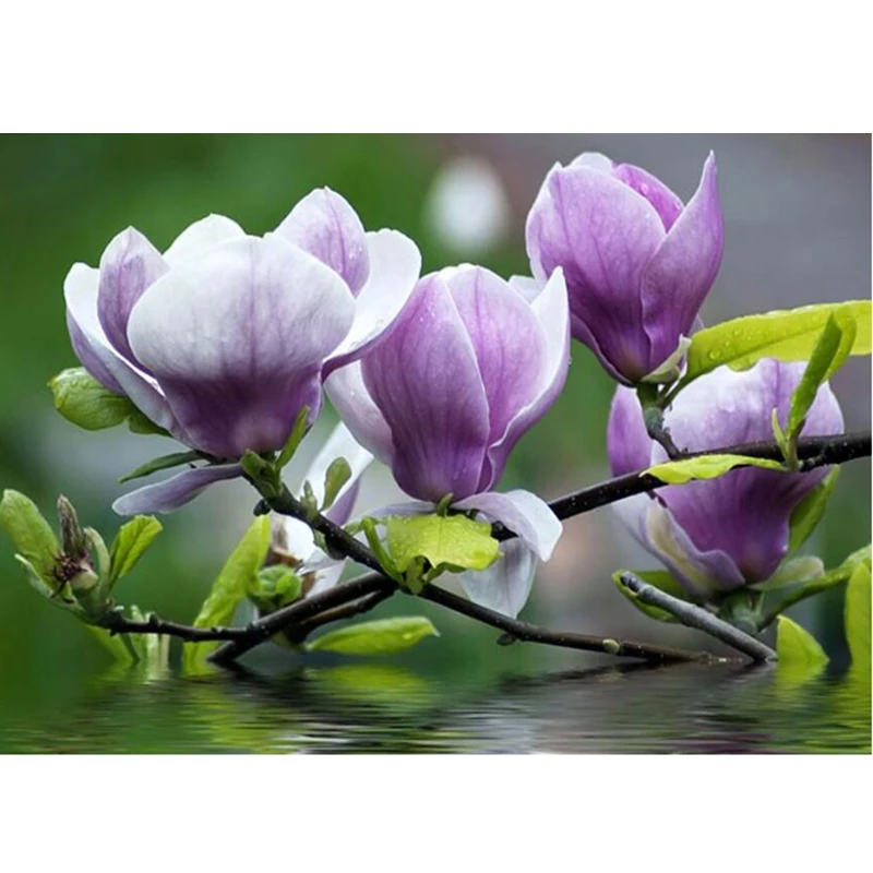 5d Diy Diamond Painting Cross Stitch Golden Lily Diamond Embroidery Flowers Crystal Round Diamond Mosaic Pictures Needlework