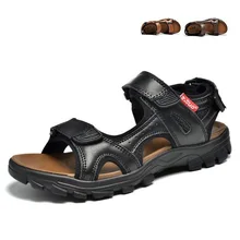 Новые мужские сандалии; модная пляжная обувь для отдыха; нескользящие мужские тапочки на резиновой подошве; сандалии; Sandalias DE cuero DE los hombres