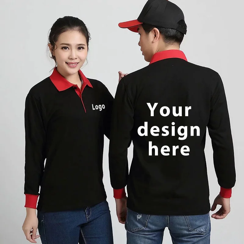 

Polo Shirt Men And Women Casual Cotton Long Sleeve Jerseys Spring Autumn Men's Polos Custom Printing Your Own Design Text Logo