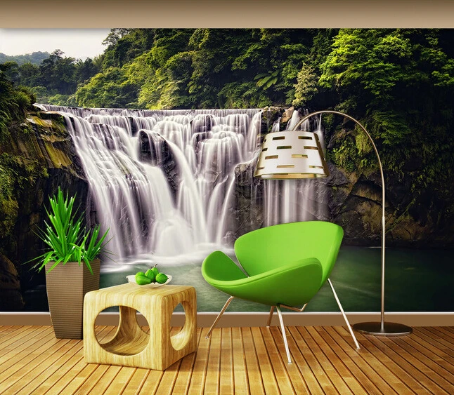 Papel pintado personalizado 3D, río, cascada para sala de estar