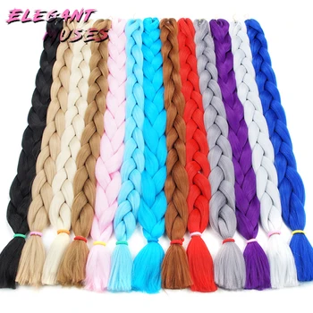 

Plecare Jumbo Braids Synthetic Braiding Hair Extensions Blue Pink White Color Crochet Hair 1pcs /LOT