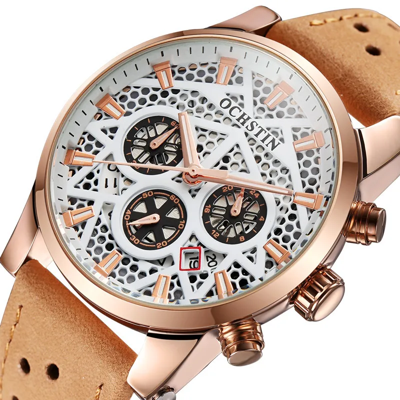 OCHSTIN часы мужские Relogio Masculino Reloj Hombre Модные мужские кожаные 30 м водонепроницаемые часы спортивные часы Военные мужские часы