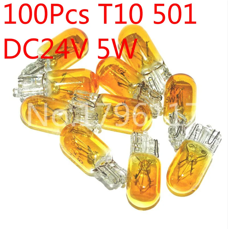 

DC 24V T10 W5W 194 501 Halogen Amber Yellow 5W Halogen Bulb Signal Interior Car light Lamp car styling car light source, parking