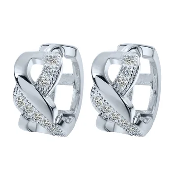 Kinitial 1Pair 24K White Gold Plated Earring Mini Infinite Symbol Infinity & Zirconia Earrings for Teen Girls A1288