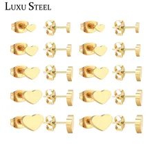 Роскошные стальные 10 пар сережек-гвоздиков из стали «любовь навсегда» Сердце Золото/сталь цвет Сережки для женщин/девушек Brincos Bijoux