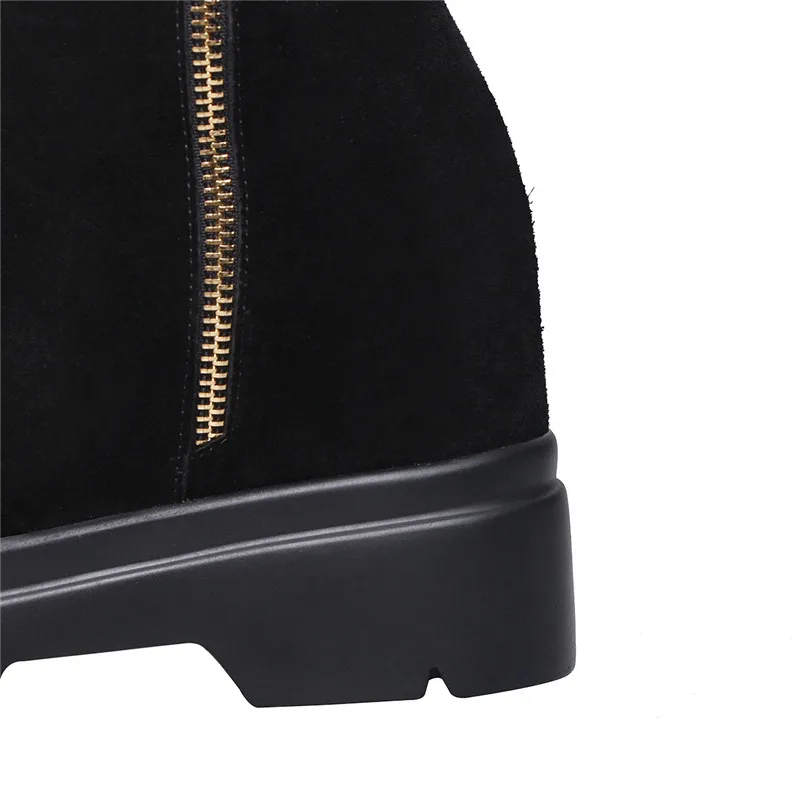 ASUMER/ г., новые замшевые кожаные ботинки женские ботинки на платформе с круглым носком женская обувь на толстой подошве, увеличивающая рост сапоги до колена