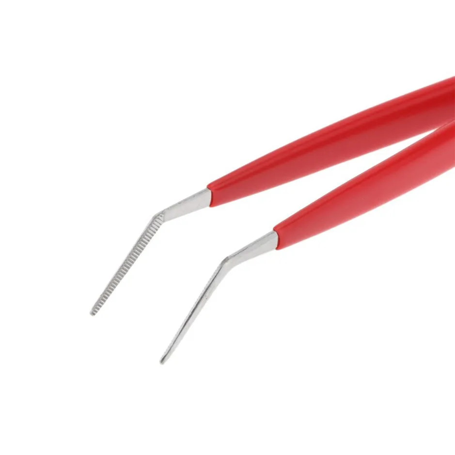 

908-T301 2pcs Insulated Tweezers Straight & Bent Tip Stainless Steel Electrician Hand Tools