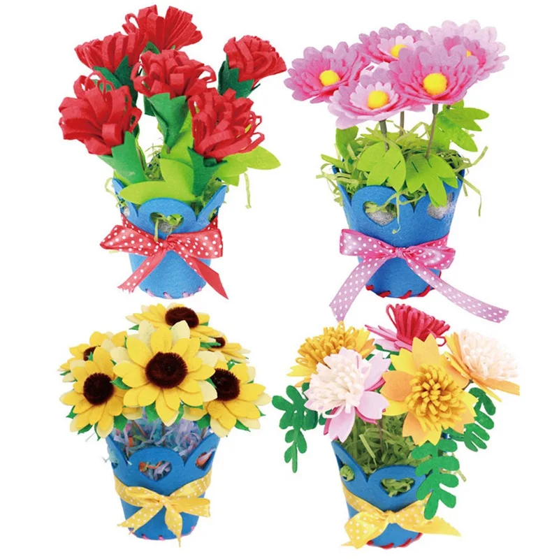 

DIY Non-woven Flowerpot Puzzle Toy Home Decoration Personality Jigsaw Toy Craft Educational For Children Early Education Toys