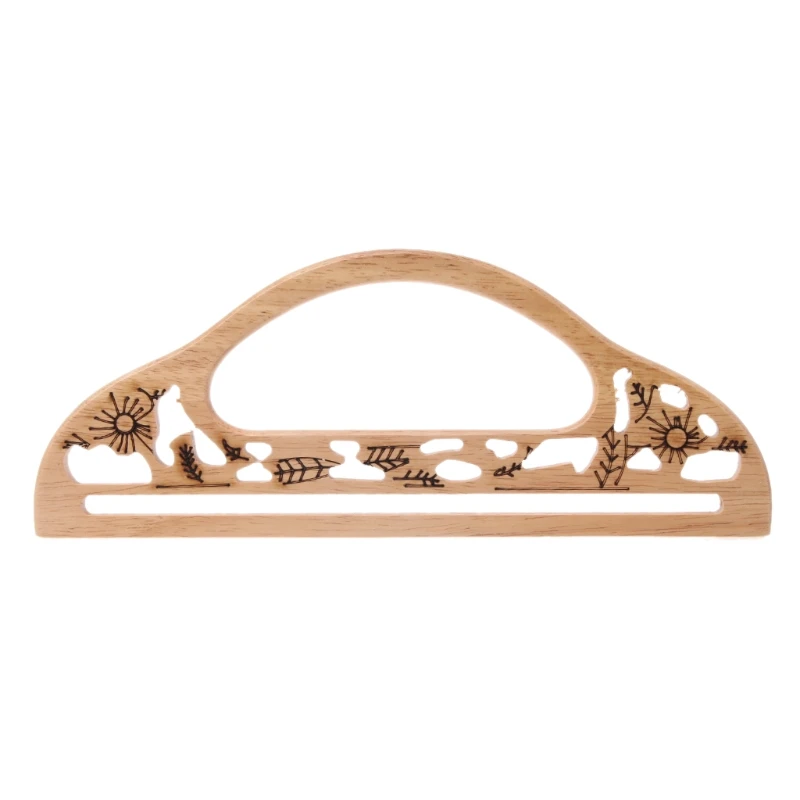 

Wood Handle Purse Frame Hollow Out Carve Patterns Bag DIY Handbag Accessories