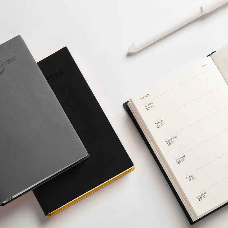 

Creative Double color soft PU leather commerce Hardcover Notebook Simple efficiency handbook personal planner Diary Note agenda